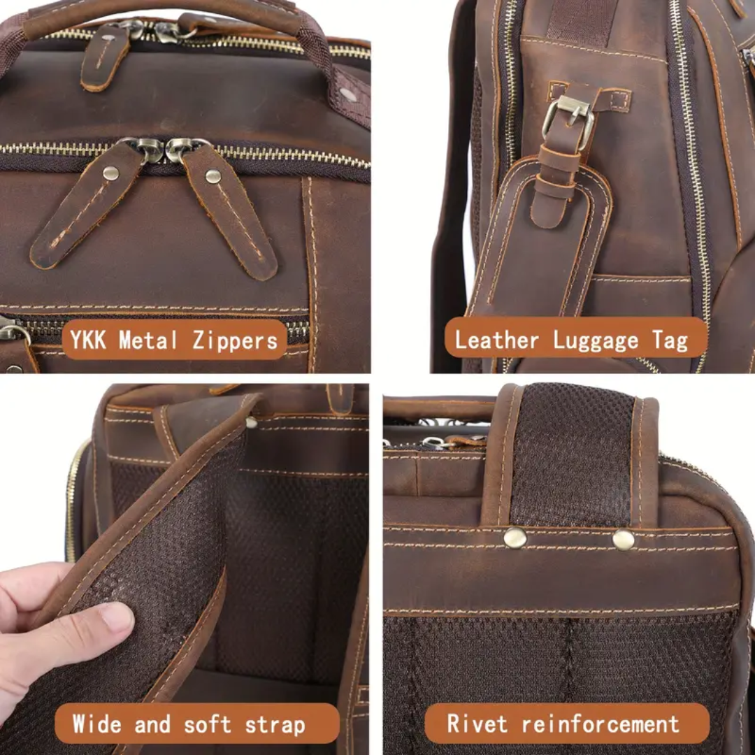 Sterling | Vintage Leather Multi‑Layer Backpack