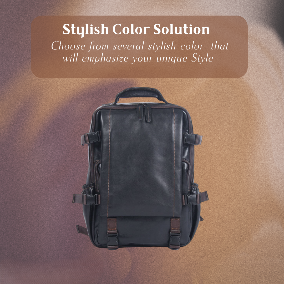 Griffin | Men's Black Leather Backpack for Work and Travel