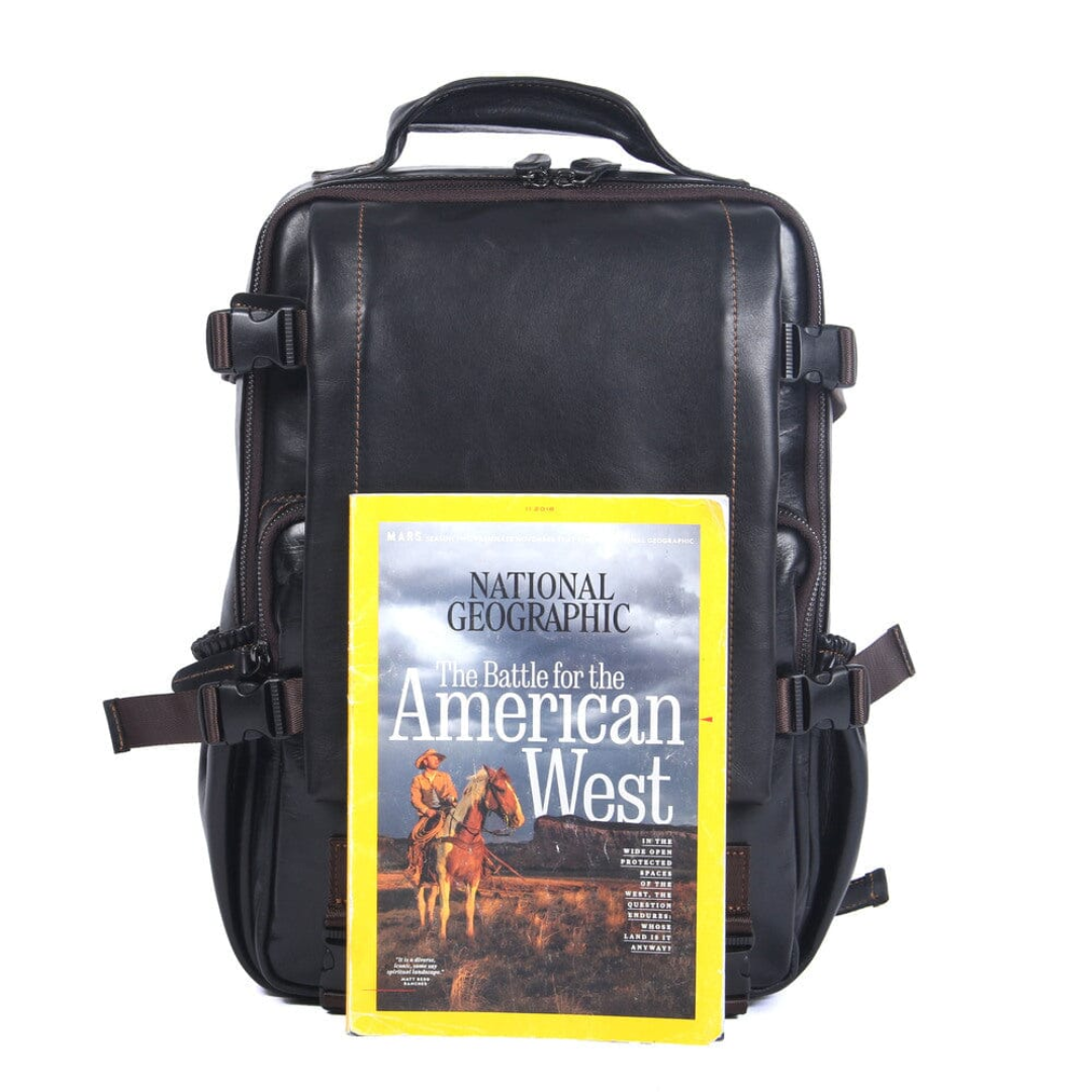 Griffin | Men's Black Leather Backpack for Work and Travel