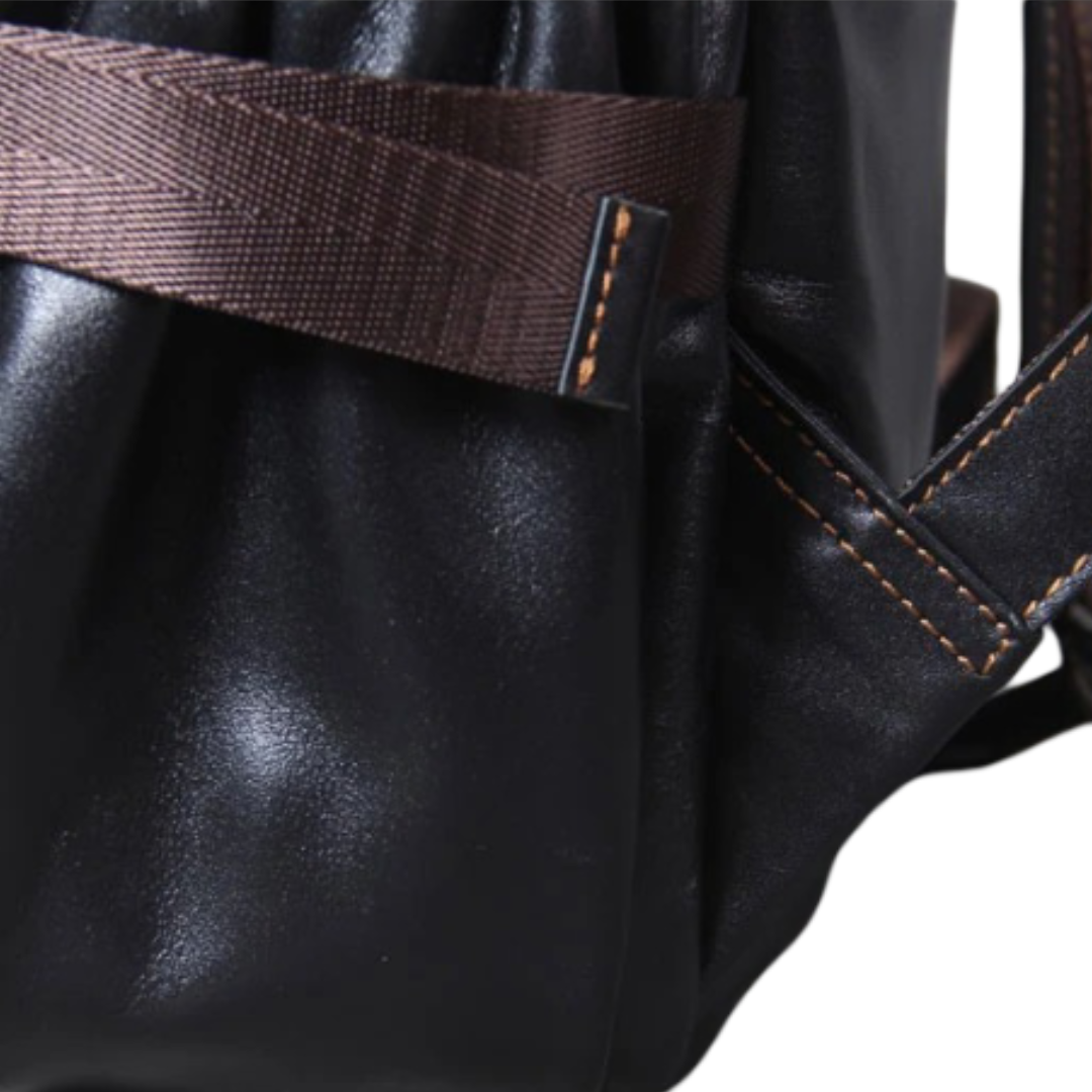 Griffin | Men's Black Leather Backpack for Work and Travel