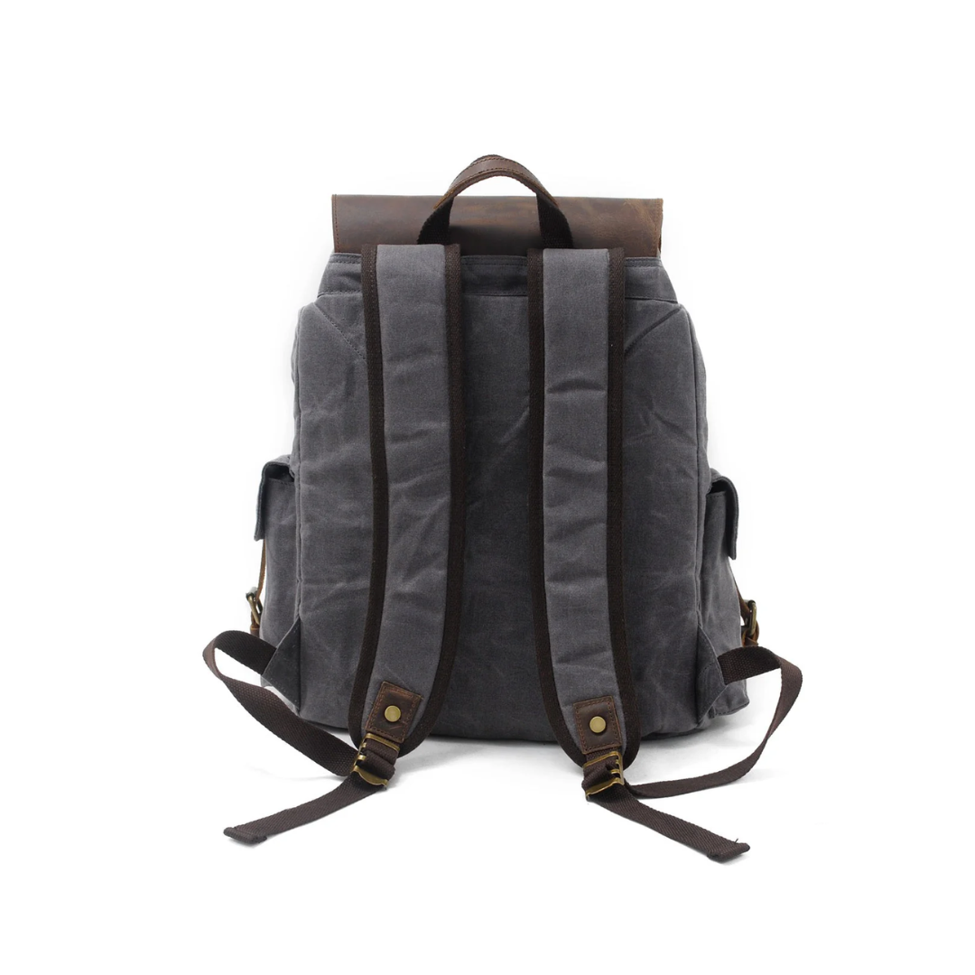 Joey | Classic Waxed Canvas with Leather Flap | Backpack