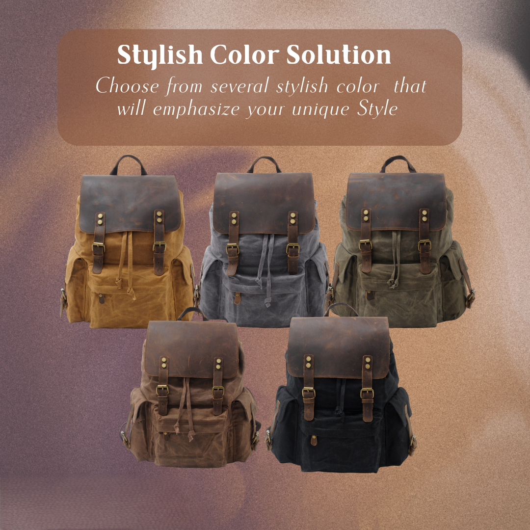 Joey | Classic Waxed Canvas with Leather Flap | Backpack