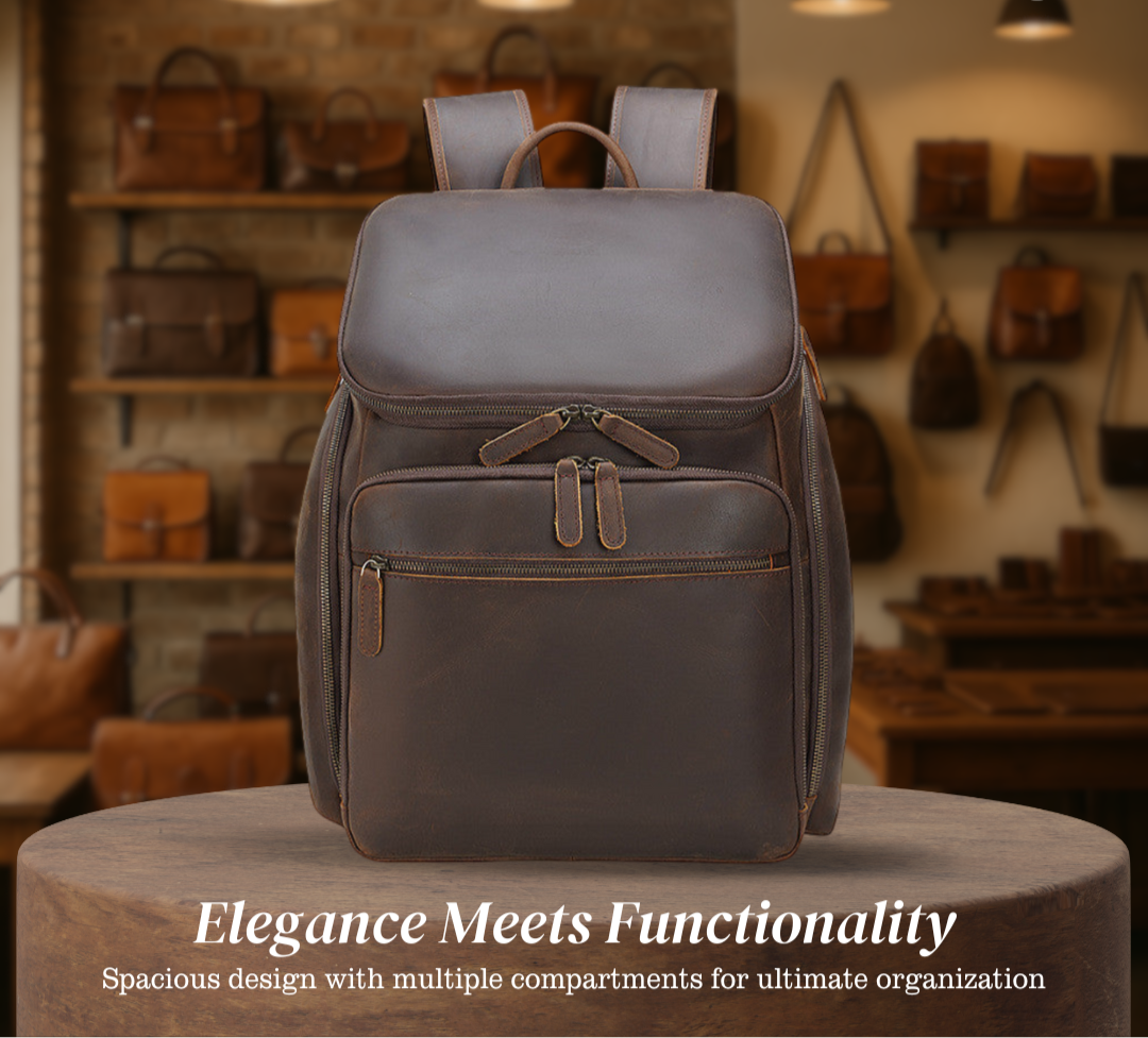 Laurent | Classic Leather with Front Pocket | Backpack