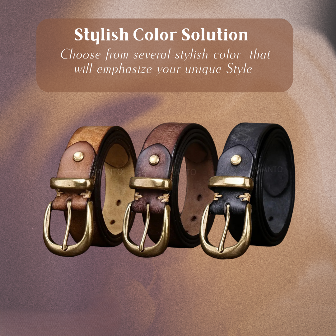 Luca | Retro Belt with Gold Buckle