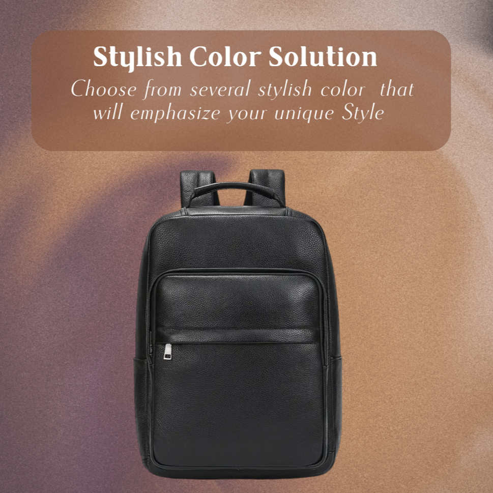 Everett | Genuine Top‑Grain Leather Laptop Backpack