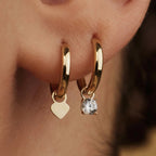 Larmes de Lune Stone Hoop Earrings in Gold