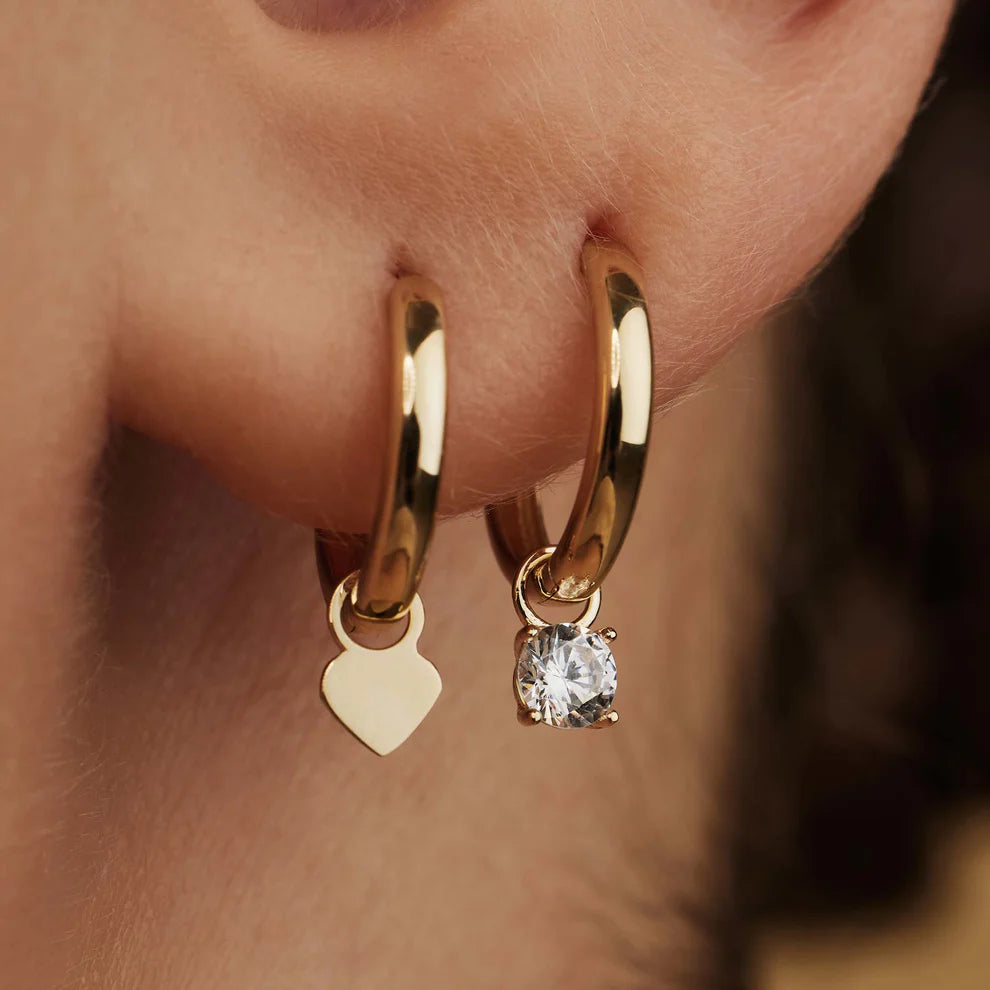 Larmes de Lune Stone Hoop Earrings in Gold
