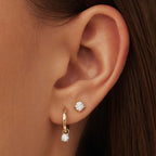 Larmes de Lune Stone Hoop Earrings in Gold