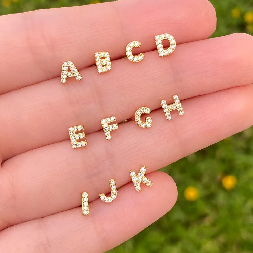 Initial Stud Earring in Gold