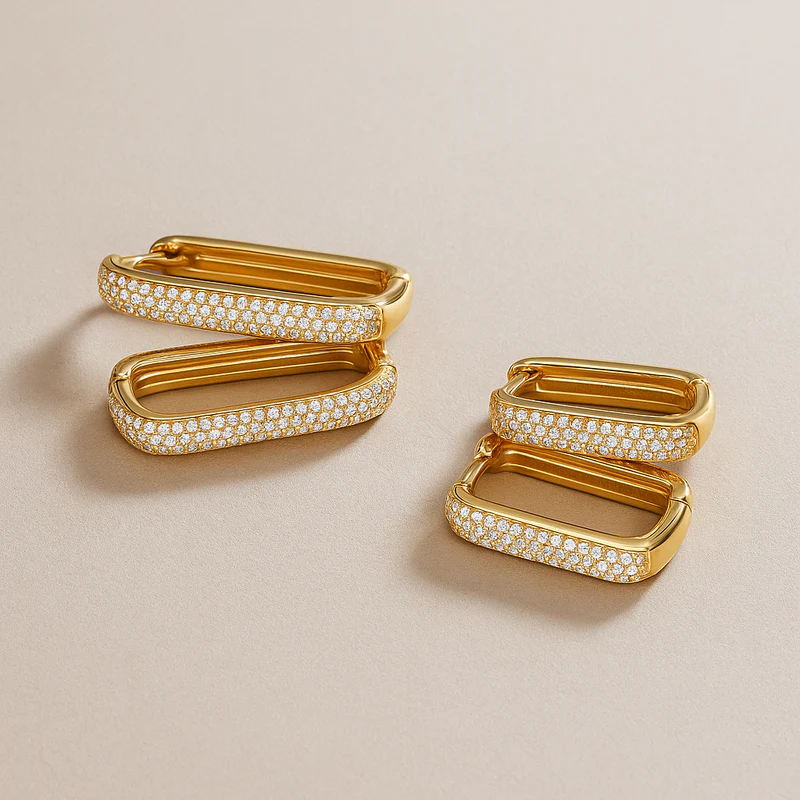 Statement Pavé Hoop Earrings in Radiant Gold