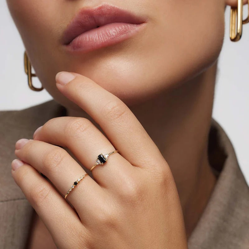 Black Spinel Ring in Gold