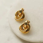 Interlocking Hoop Earrings in Gold